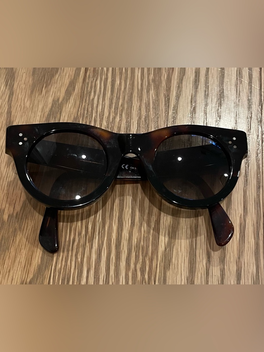 Celine Tortoiseshell Round Sunglasses - Brown Black Lenses